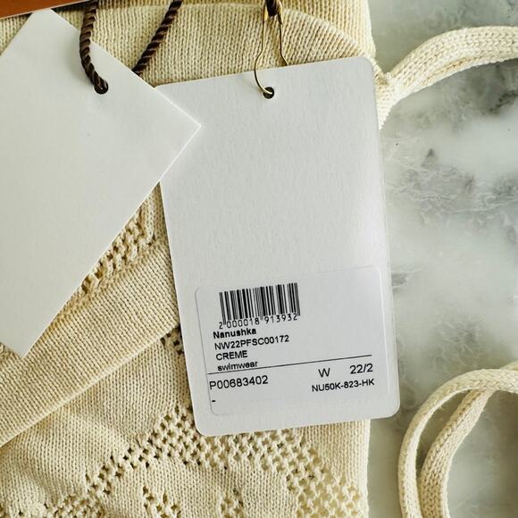 Nanushka Thorpe Crochet Beach Cover-Up Skirt NEW One Size Triangle Wrap Rayon - Picture 6 of 9